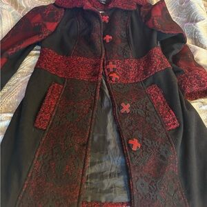 Kaktus Red and Black Trench Coat